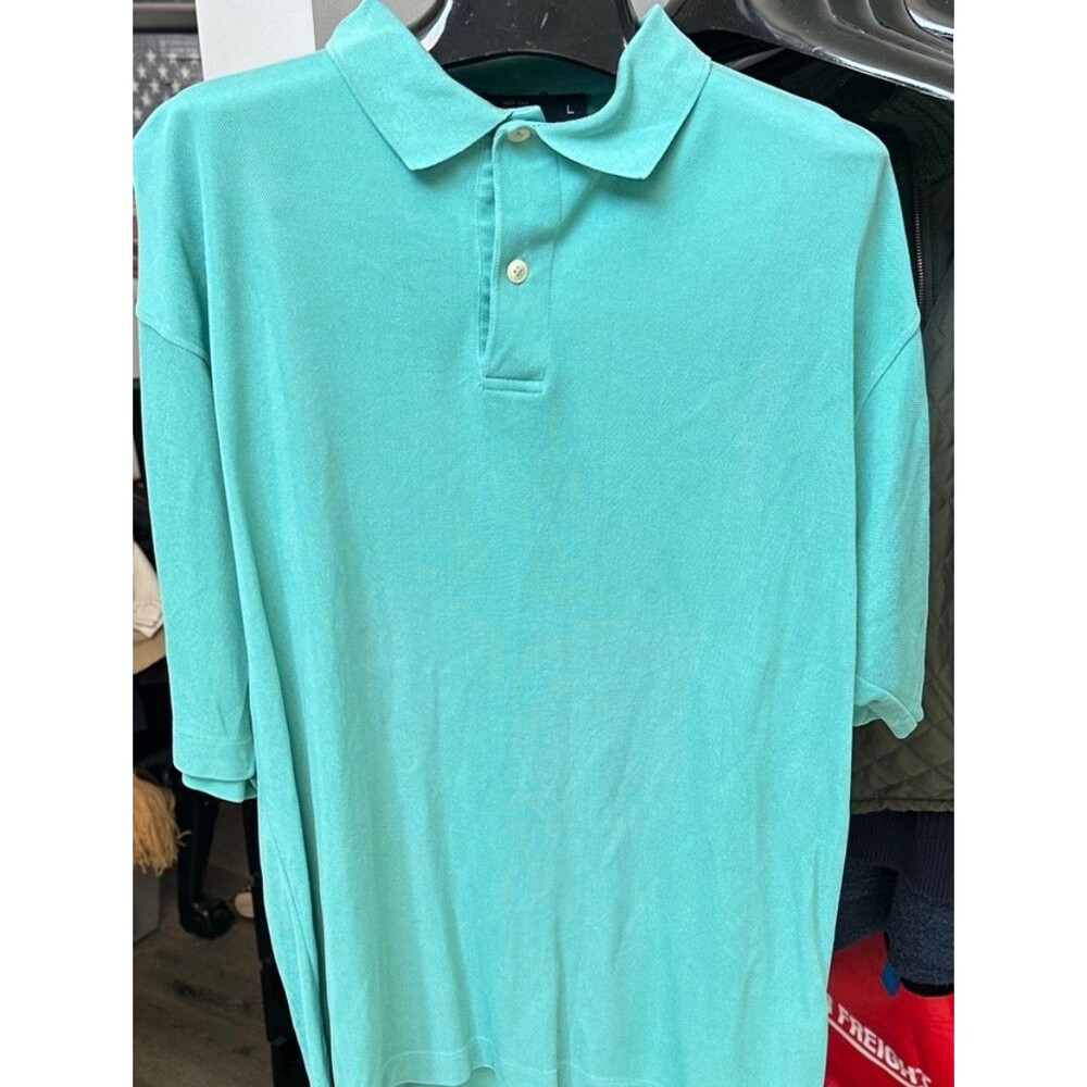Men's Johnnie Walker Polo Golf Shirt 100% Silk (Size L) Teal 2 button